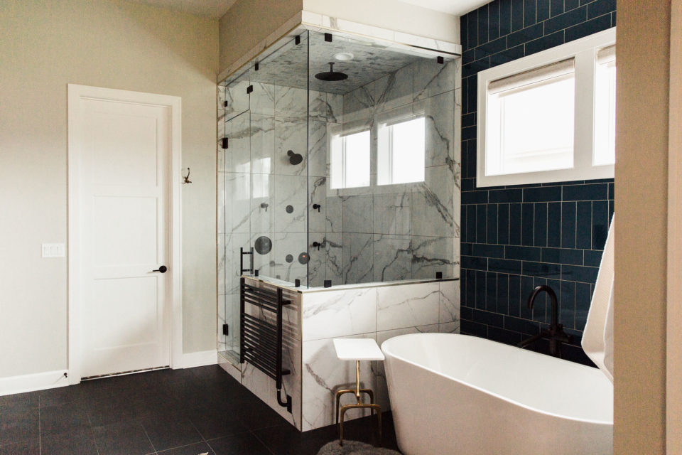 large shower and soaker tub