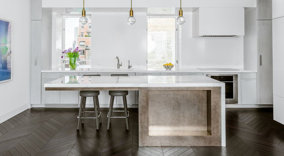 Kitchen island defying gravity